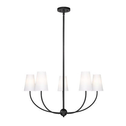 Z-Lite Shannon 5 Light Chandelier, Matte Black/White - 3040-32MB