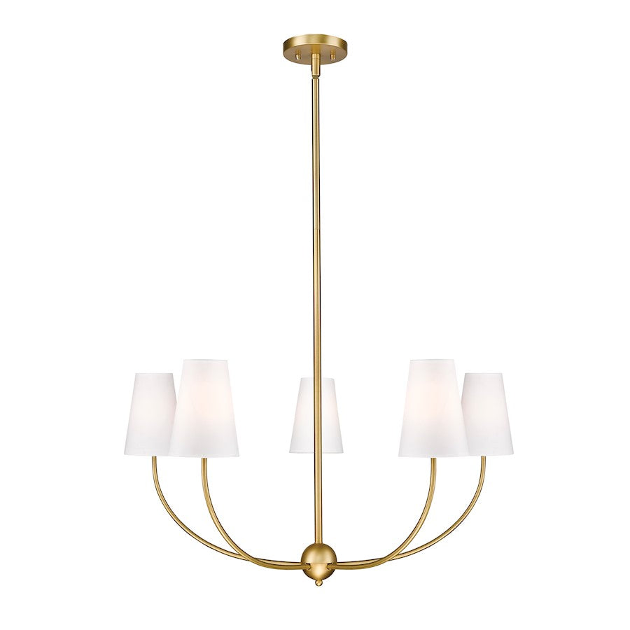 Z-Lite Shannon 5 Light Chandelier, Rubbed Brass/White - 3040-32RB