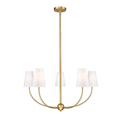 Z-Lite Shannon 5 Light Chandelier, Rubbed Brass/White - 3040-32RB