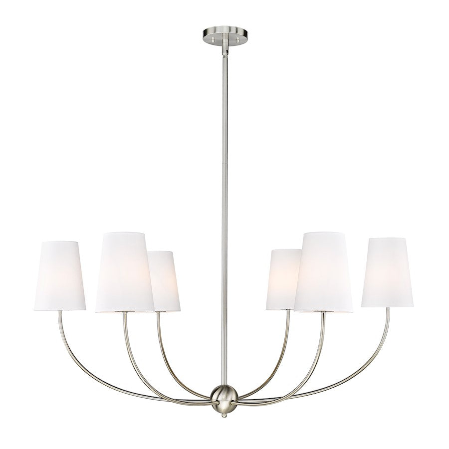 Z-Lite Shannon 6 Light 42" Chandelier, Brushed Nickel/White - 3040-42BN