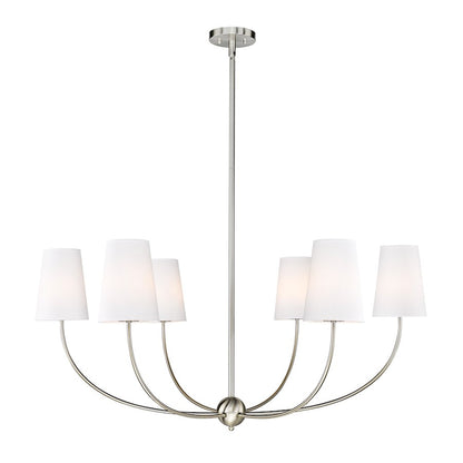 Z-Lite Shannon 6 Light 42" Chandelier, Brushed Nickel/White - 3040-42BN