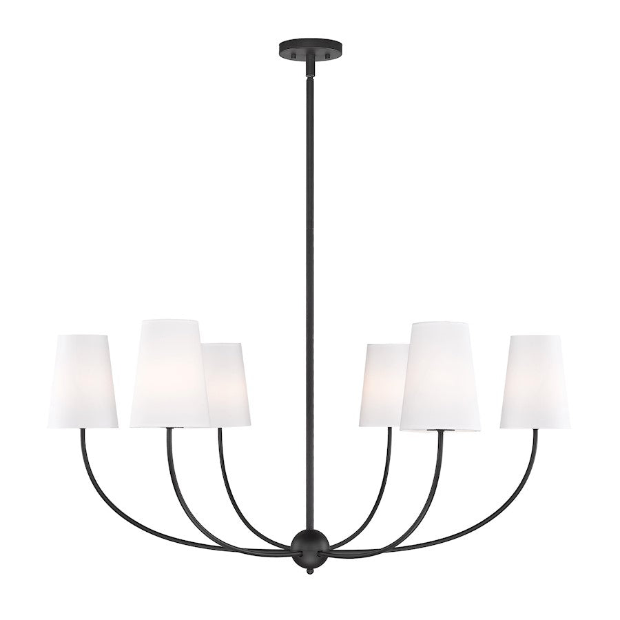 Z-Lite Shannon 6 Light 42" Chandelier, Matte Black/White - 3040-42MB