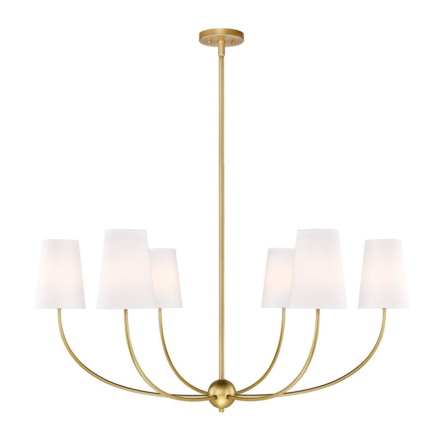 Z-Lite Shannon 6 Light 42" Chandelier, Rubbed Brass/White - 3040-42RB