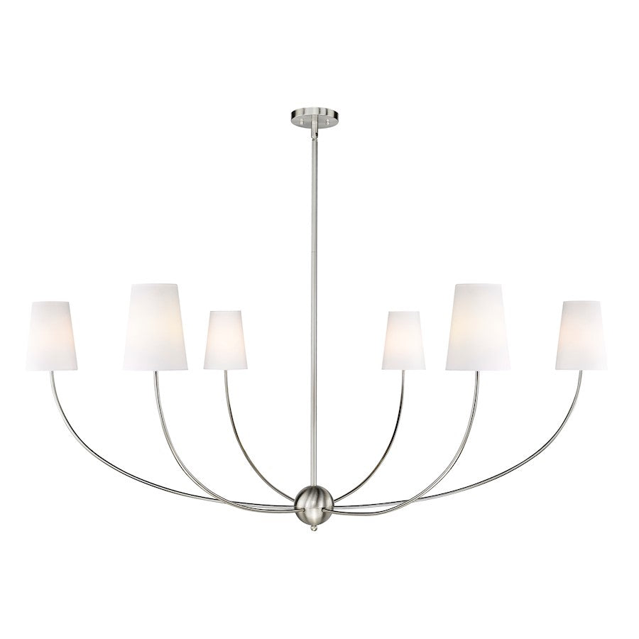 Z-Lite Shannon 6 Light 62" Chandelier, Brushed Nickel/White - 3040-62BN