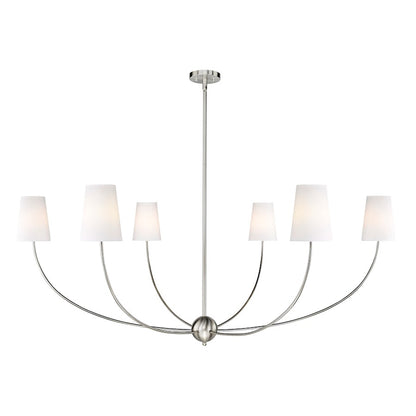 Z-Lite Shannon 6 Light 62" Chandelier, Brushed Nickel/White - 3040-62BN