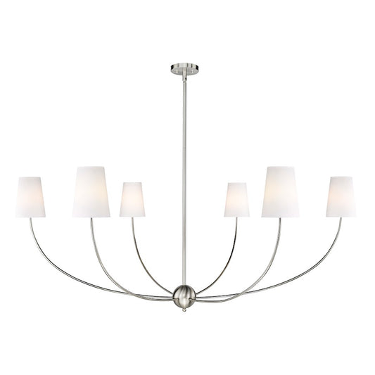 Z-Lite Shannon 6 Light 62" Chandelier, Brushed Nickel/White - 3040-62BN