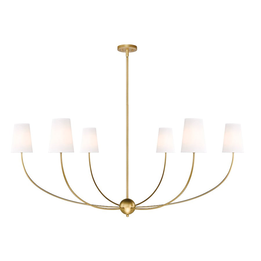 Z-Lite Shannon 6 Light 62" Chandelier, Rubbed Brass/White - 3040-62RB