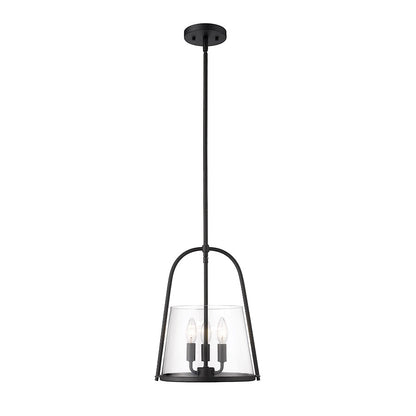 Z-Lite Archis 3 Light Pendant, Matte Black/Clear - 3041P12-MB