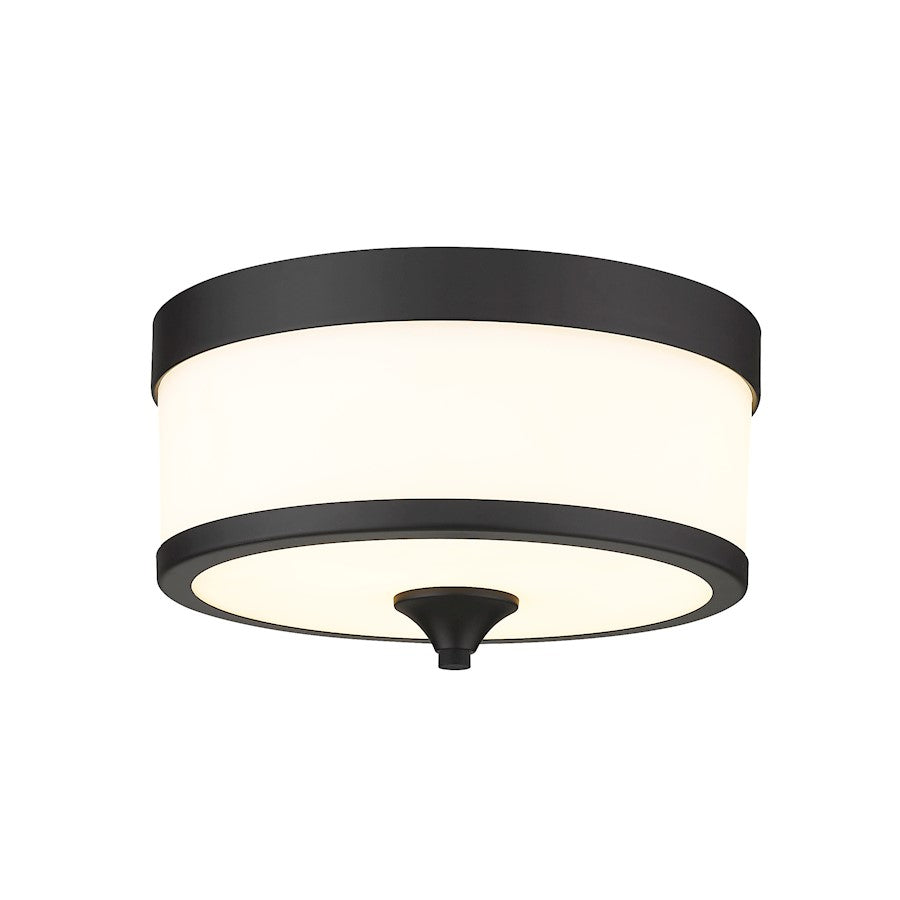 Z-Lite Cosmopolitan 3 Light Flush Mount in Matte Black/ Etched White - 307F-MB