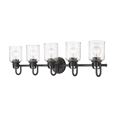 Z-Lite Kinsley 5 Light Vanity, Matte Black/Clear - 340-5V-MB