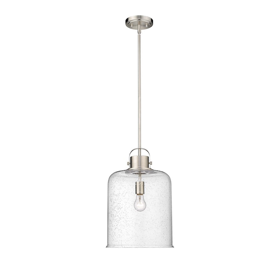 Z-Lite Kinsley 1 Light 12" Pendant, Brushed Nickel/Clear - 340P12-BN