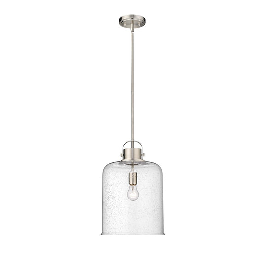 Z-Lite Kinsley 1 Light 12" Pendant, Brushed Nickel/Clear - 340P12-BN