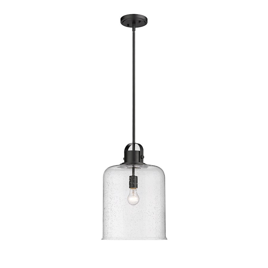 Z-Lite Kinsley 1 Light 12" Pendant, Matte Black/Clear - 340P12-MB