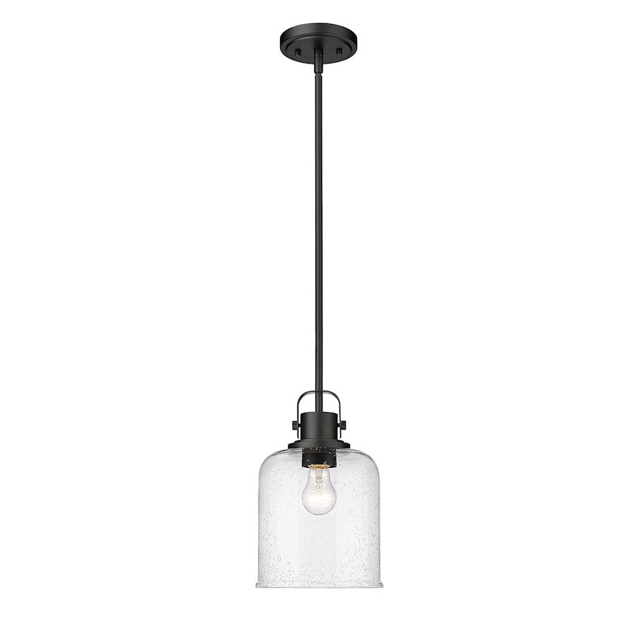 Z-Lite Kinsley 1 Light Pendant, Matte Black/Clear - 340P8-MB