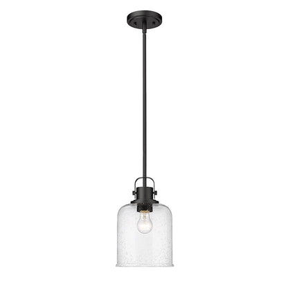 Z-Lite Kinsley 1 Light Pendant, Matte Black/Clear - 340P8-MB