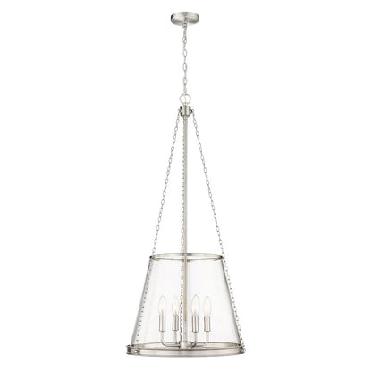 Z-Lite Prescott 4 Light Pendant, Brushed Nickel/Clear - 341P18-BN