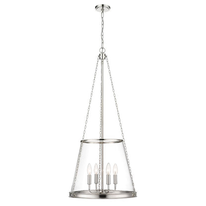 Z-Lite Prescott 4 Light Pendant, Polished Nickel/Clear - 341P18-PN