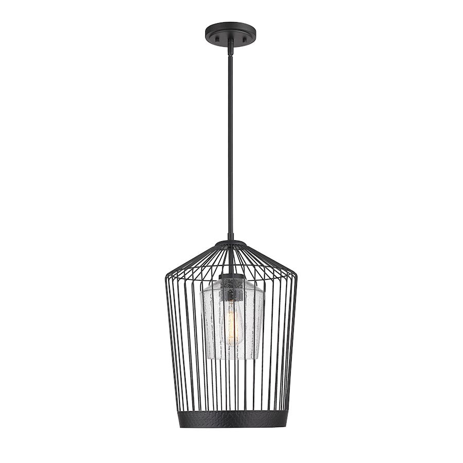 Z-Lite Lido 1 Light 13" Pendant, Matte Black/Clear - 342P13-MB