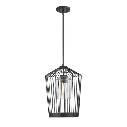 Z-Lite Lido 1 Light 13" Pendant, Matte Black/Clear - 342P13-MB