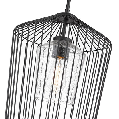 1 Light Pendant, Matte Black/Clear