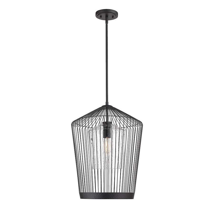 Z-Lite Lido 1 Light 18.5" Pendant, Matte Black/Clear - 342P19-MB