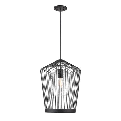 Z-Lite Lido 1 Light 18.5" Pendant, Matte Black/Clear - 342P19-MB