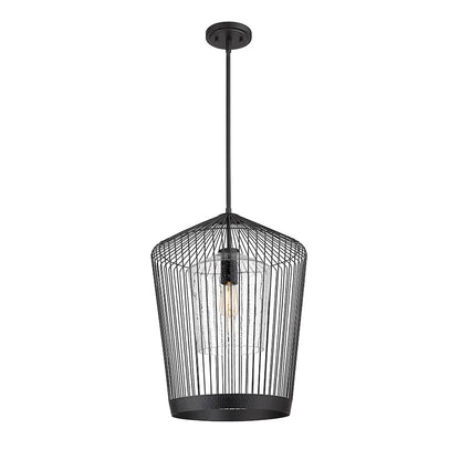 1 Light Pendant, Matte Black/Clear