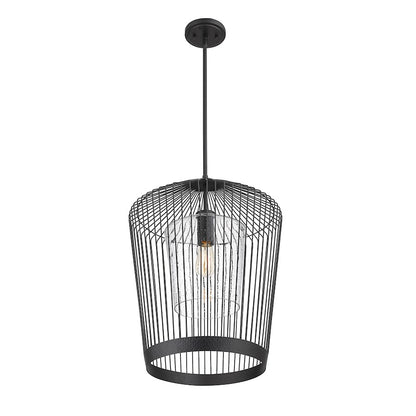 1 Light Pendant, Matte Black/Clear