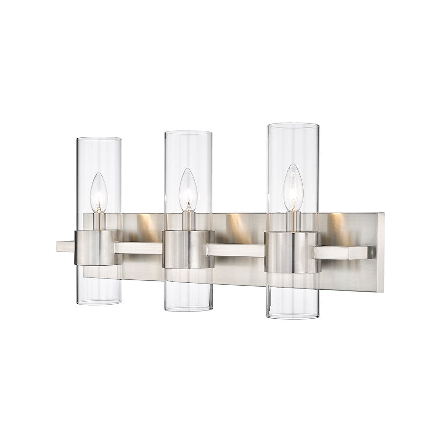 Z-Lite Lawson 3 Light Vanity, Brushed Nickel/Clear - 343-3V-BN