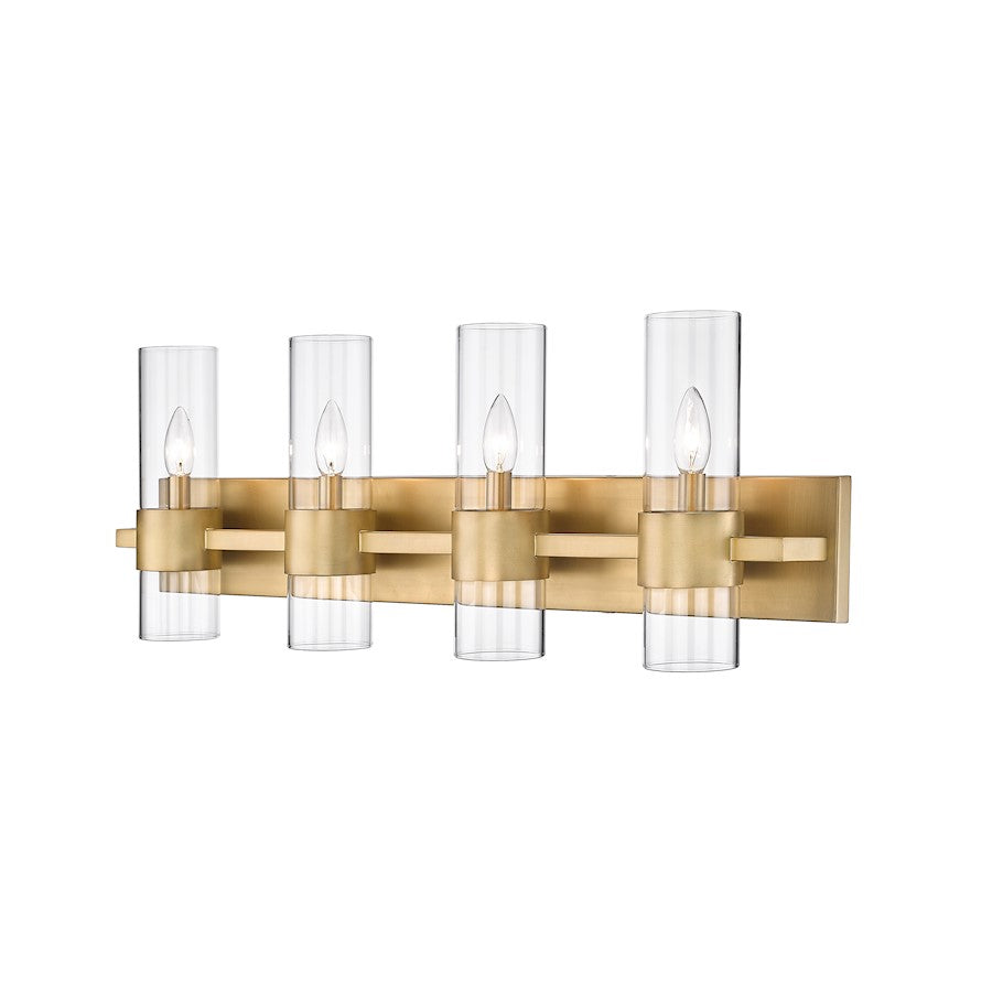 Z-Lite Lawson 4 Light Vanity, Rubbed Brass/Clear - 343-4V-RB