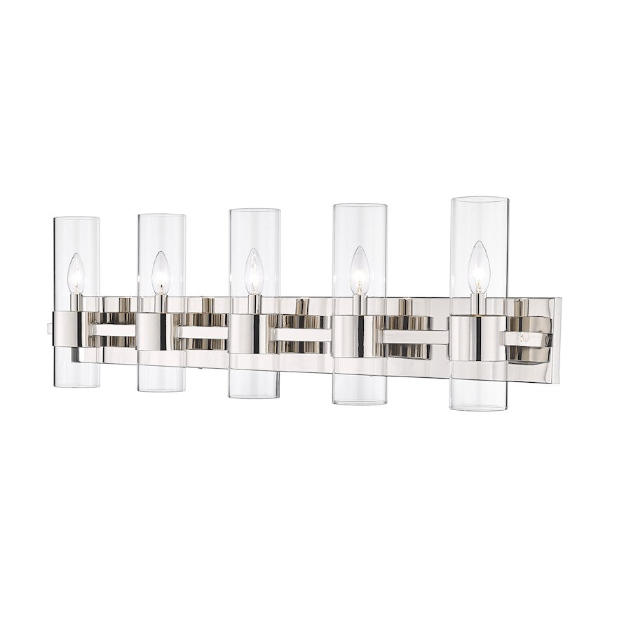 Z-Lite Lawson 5 Light Vanity, Polished Nickel/Clear - 343-5V-PN