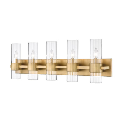 Z-Lite Lawson 5 Light Vanity, Rubbed Brass/Clear - 343-5V-RB