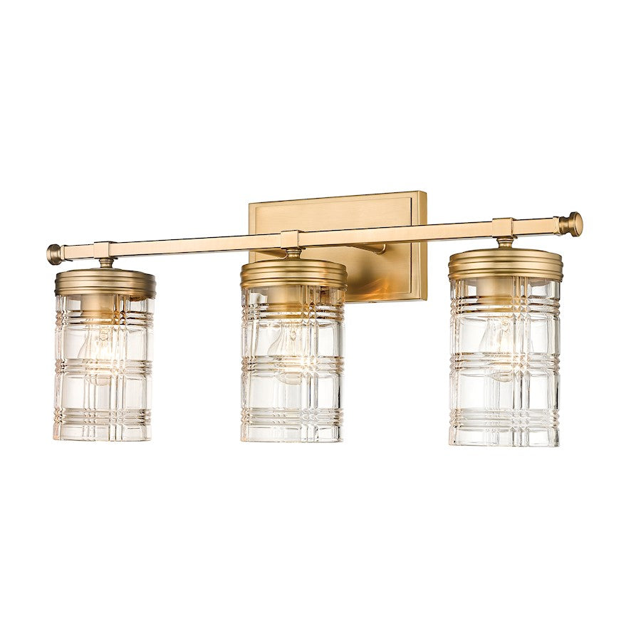 Z-Lite Archer 3 Light Vanity, Heirloom Gold/Clear - 344-3V-HG