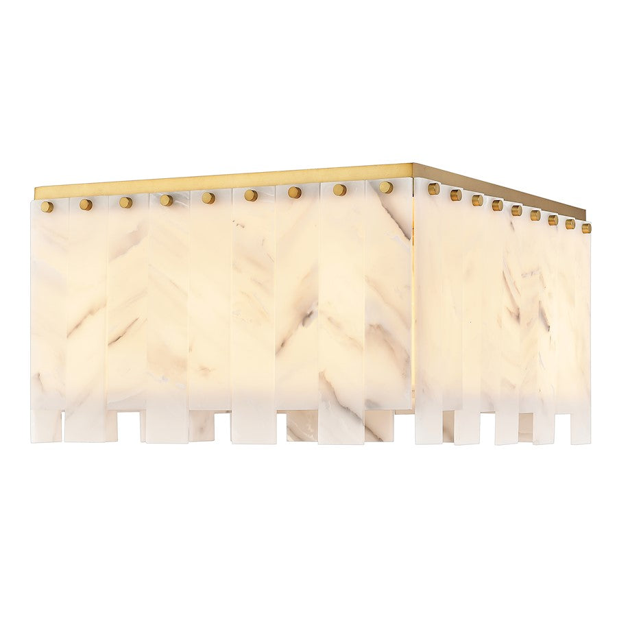 Z-Lite Viviana 9 Light Flush Mount, Rubbed Brass/Alabaster - 345F20-RB