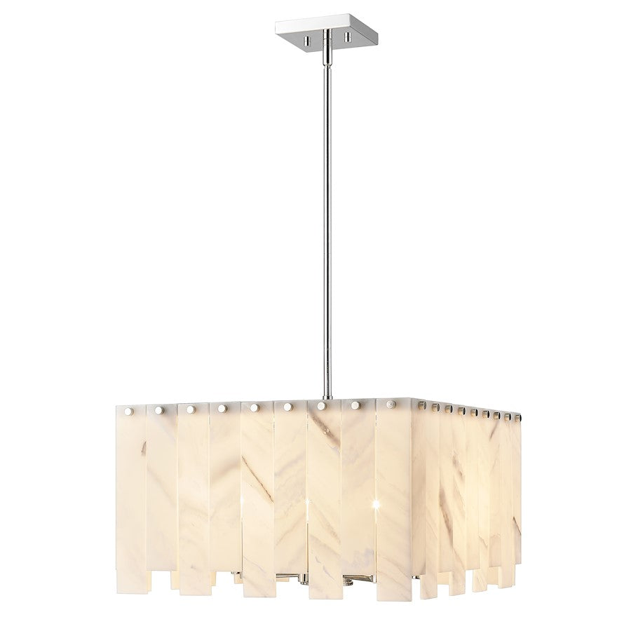 Z-Lite Viviana 4 Light Pendant, Polished Nickel/Alabaster - 345P20-PN