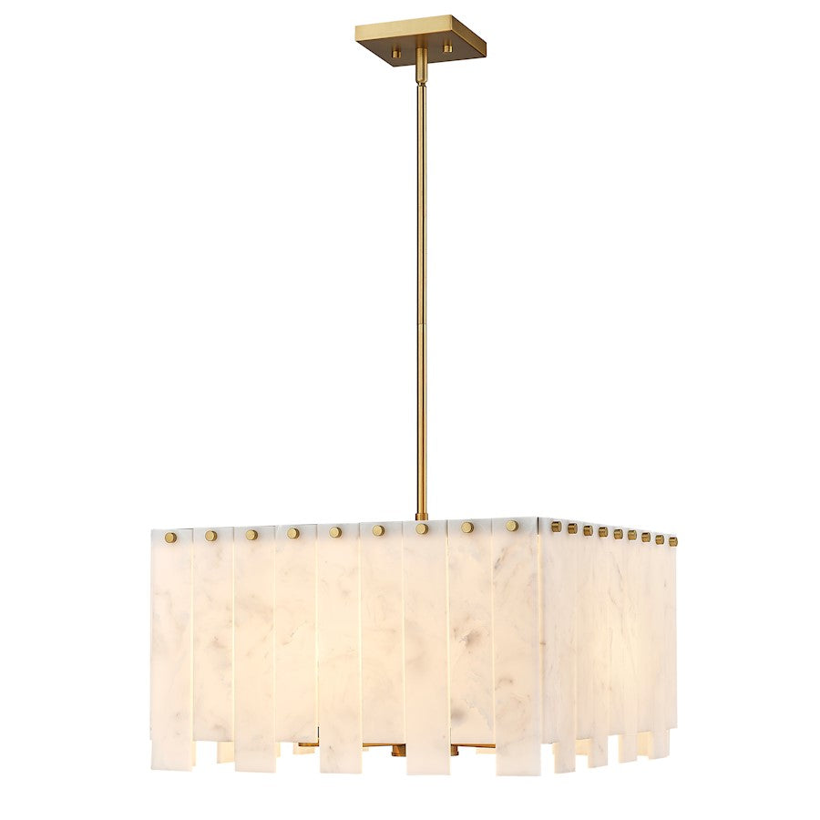 Z-Lite Viviana 4 Light Pendant, Rubbed Brass/Alabaster - 345P20-RB