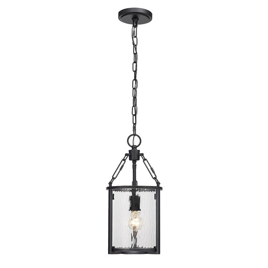 Z-Lite Barrington 1 Light Pendant, Matte Black/Clear Waterglass - 346P8-MB