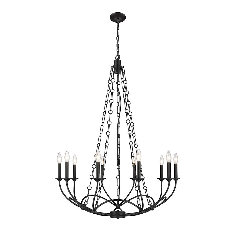 Z-Lite Arabella 10 Light Chandelier, Matte Black/Matte Black - 3500-10MB