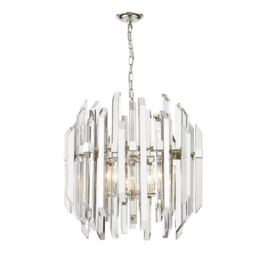 Z-Lite Bova 6 Light 26.75" Pendant, Polished Nickel, Clear - 4006-9PN