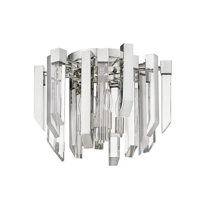 Z-Lite Bova 4 Light 12.5" Flush Mount, Polished Nickel, Clear