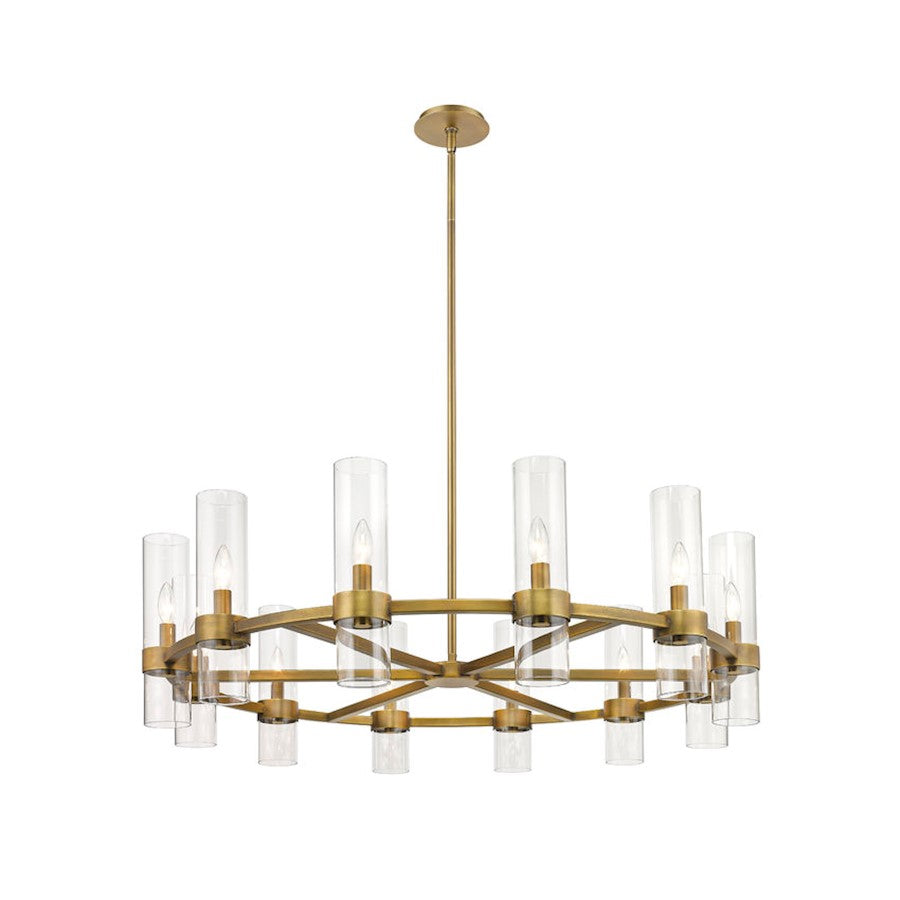 Z-Lite Datus 12 Light Chandelier in Rubbed Brass/Clear - 4008-12RB