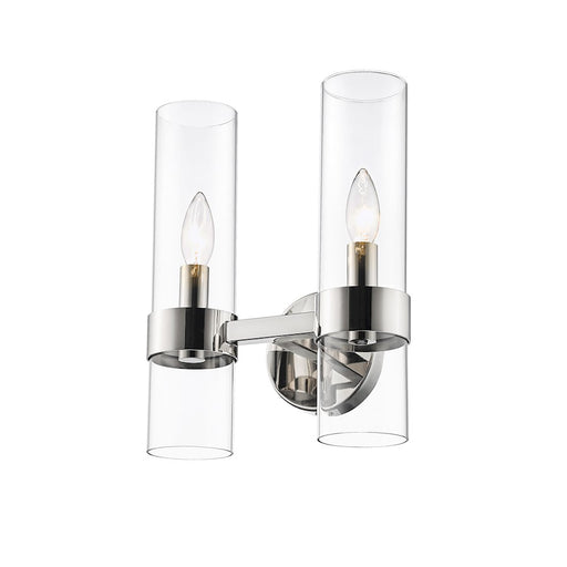 Z-Lite Datus 2 Light Wall Sconce in Polished Nickel/Clear - 4008-2S-PN