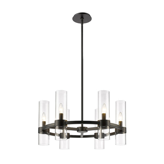 Z-Lite Datus 6 Light Chandelier in Matte Black/Clear - 4008-6MB