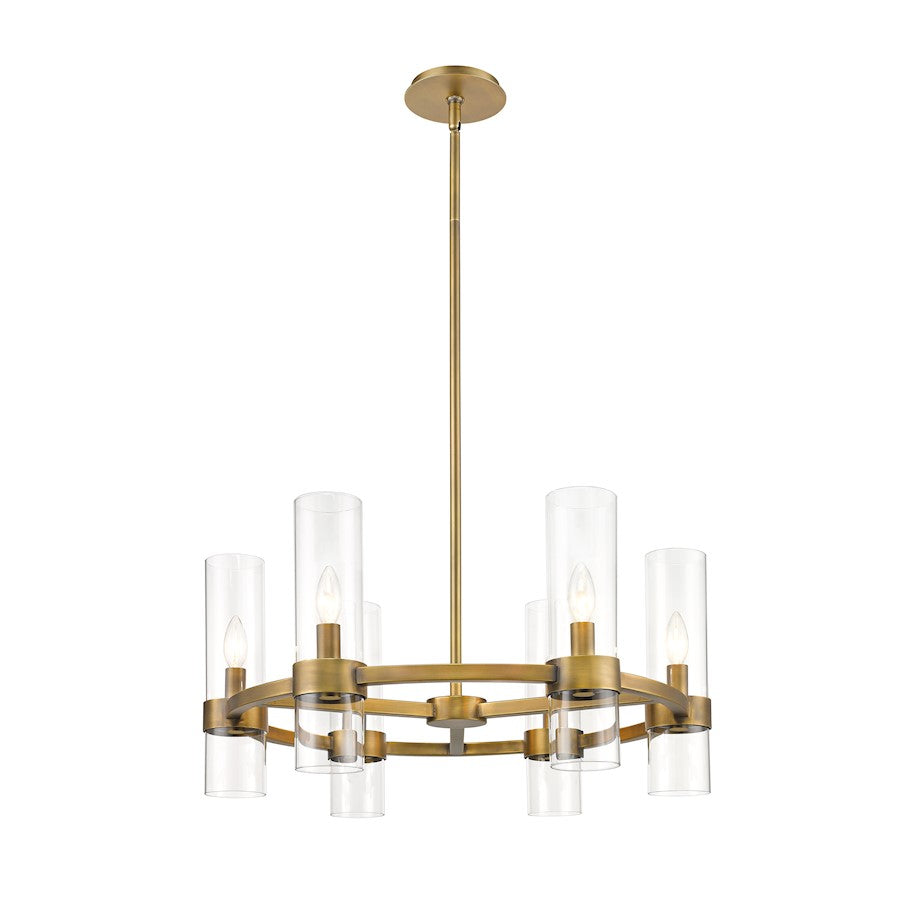 Z-Lite Datus 6 Light Chandelier in Rubbed Brass/Clear - 4008-6RB