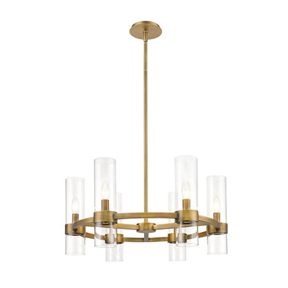 Z-Lite Datus 6 Light Chandelier in Rubbed Brass/Clear - 4008-6RB