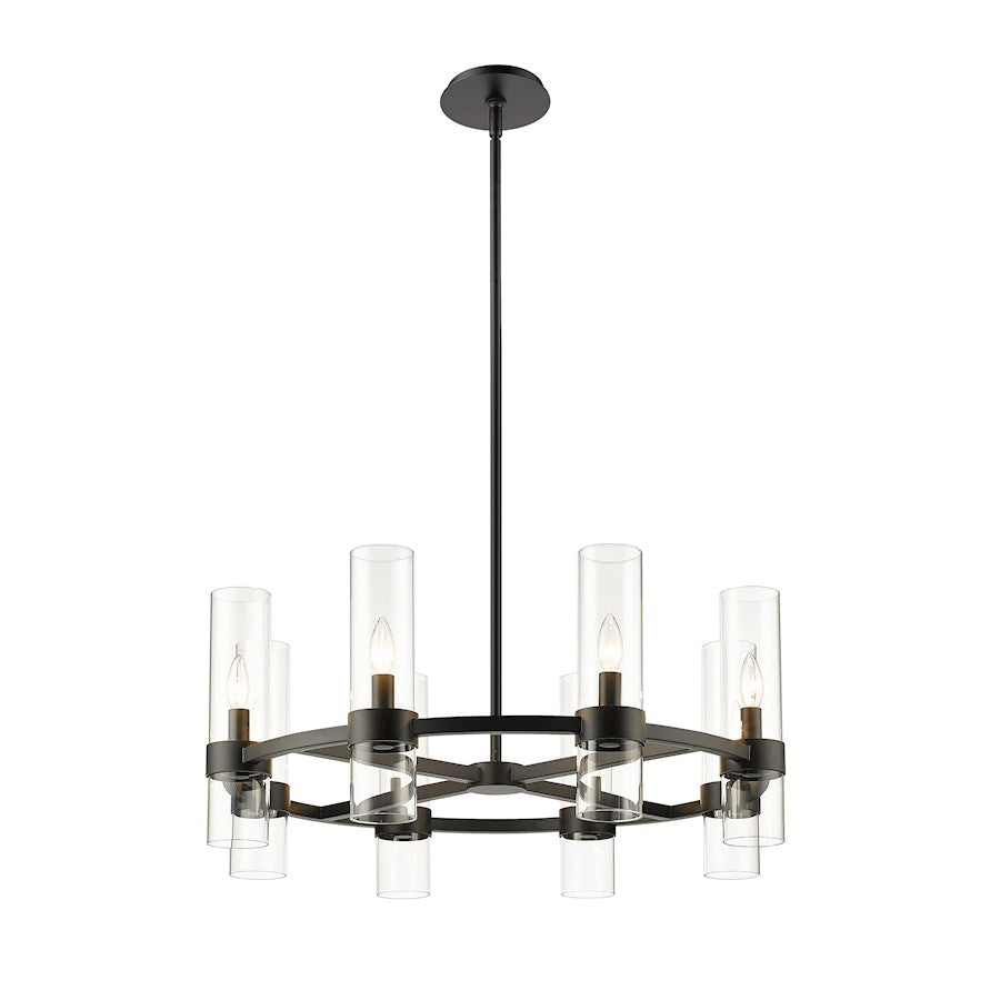 Z-Lite Datus 8 Light Chandelier in Matte Black/Clear - 4008-8MB