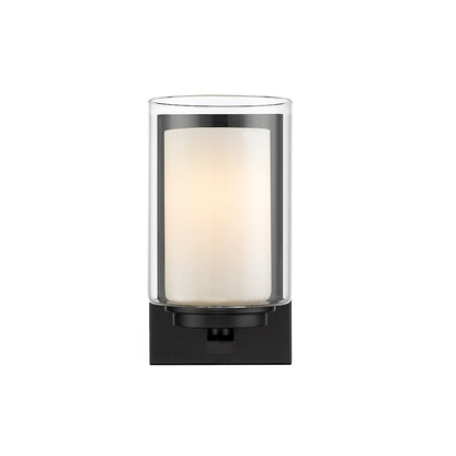 Willow 1 Light 8" Sconce, Black, Inner White & Outer Clear