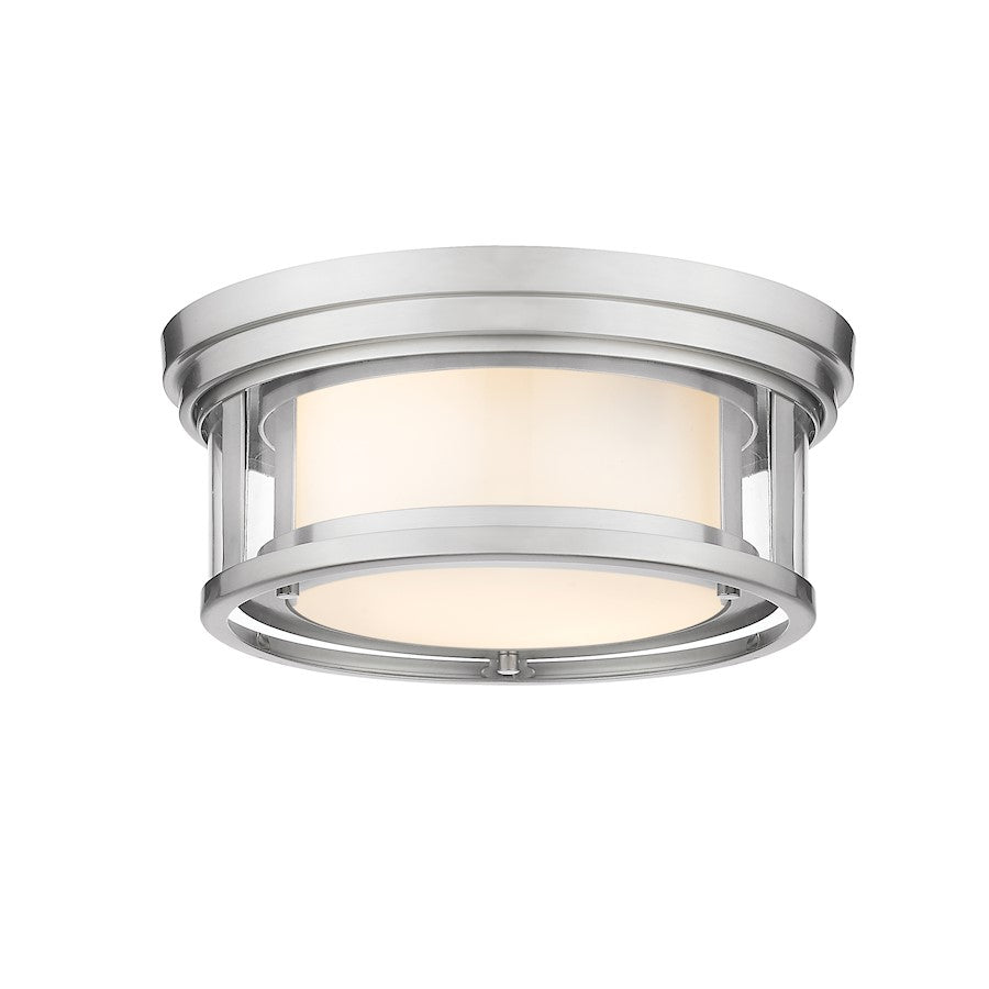 Z-Lite Willow 2 Light 5" Flush, Nickel, Inner White/Outer Clear - 426F12-BN