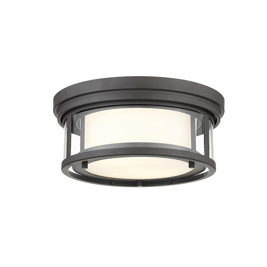 Z-Lite Willow 2 Light Flush Mount in Bronze/White/Clear - 426F12-BRZ