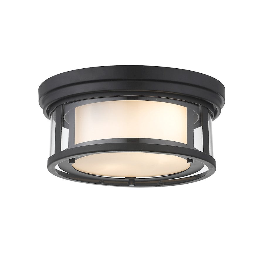 Z-Lite Willow 2 Light 5" Flush, Black, Inner White/Outer Clear - 426F12-MB